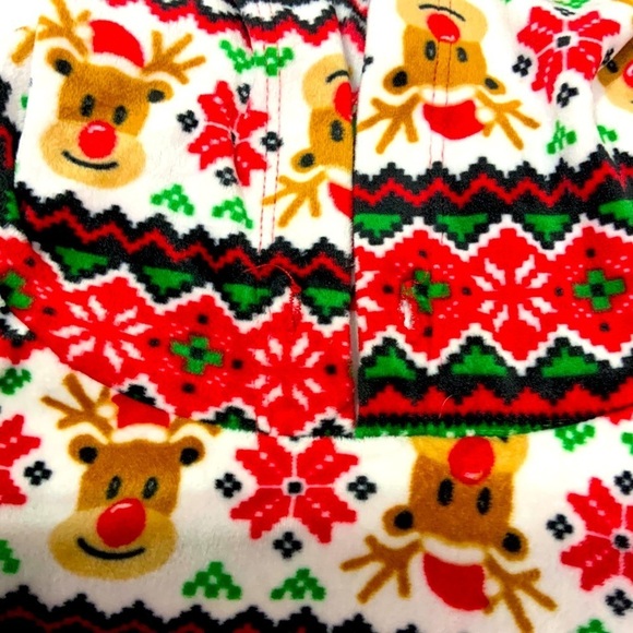 Ugly Christmas Sweater Hoodie Fair Isle Print Velvety Velour Front Pocket OS - Picture 10 of 14